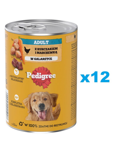 PEDIGREE Adult puszka 12x400g - mokra karma dla psów z kurczakiem i marchewką w galaretce