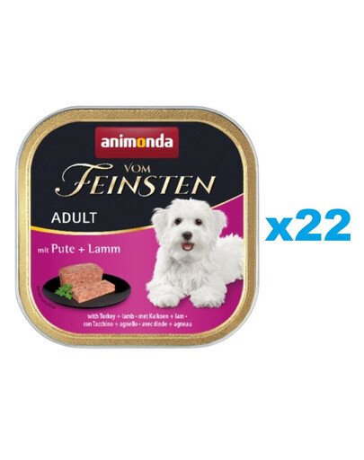 ANIMONDA Vom Feinsten Nassfutter mit Truthahn und Lamm für adulte Hunde 22x150 g