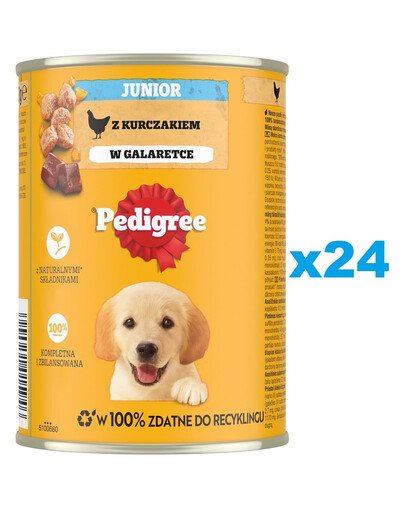 PEDIGREE Junior 24x400g mokra pełnoporcjowa karma dla dorastających psów z kurczakiem w galaretce