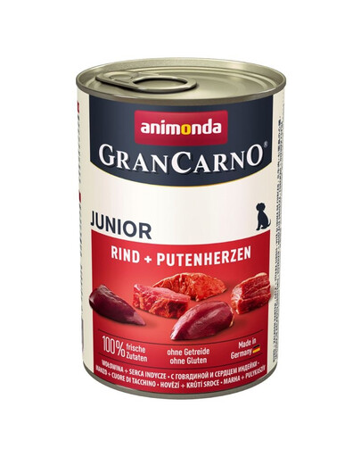 Grancarno puszka 800 g junior wołowina + serca indycze