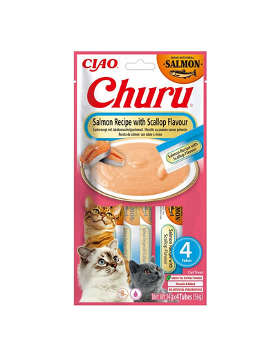 Churu Cat Salmon with Scallop 4x14g kremowy przysmak dla kota o smaku łososia i przegrzebków