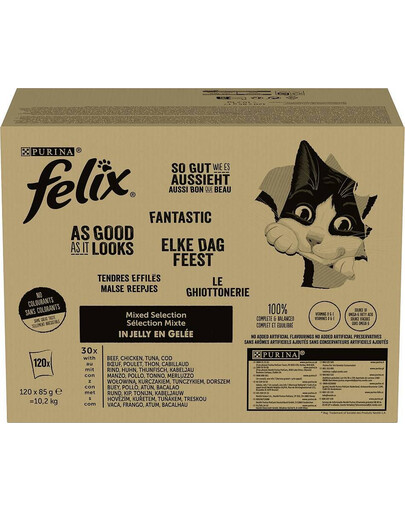 FELIX Nassfutter Mix Geschmacks in Gelee für adulte Katzen 120x85g