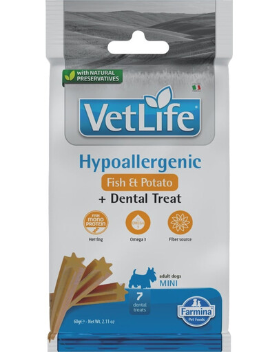 Vet Life Treat Hypoallergenic Fish Mini 60 g (7 szt) przysmak dentystyczny dla psów ras małych
