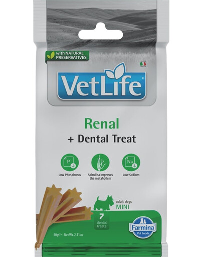 Vet Life Dental Treat Renal Mini 60 g (7 szt) przysmak dentystyczny dla psów ras małych