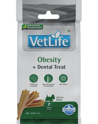 Vet Life Dental Treat Obesity Mini 60 g (7 szt) przysmak dentystyczny dla psów ras małych
