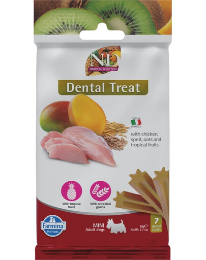 N&D Tropical Selection Dental Treat Chicken Mini 60 g (7 szt) przysmak dentystyczny dla psów ras małych