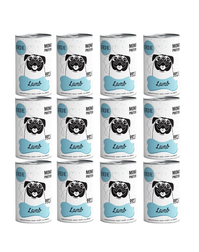 PAKA ZWIERZAKA PEPE Nassfutter mit Lamm Monoprotein getreidefrei für alle Hunde 12x400 g