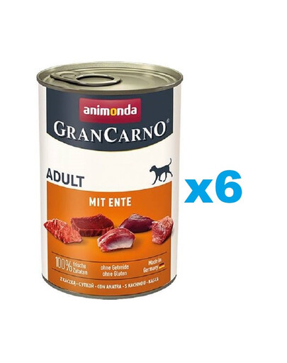 ANIMONDA GranCarno Nassfutter Schweinefleisch mit Ente für adulte Hunde getreidefrei 6x400 g