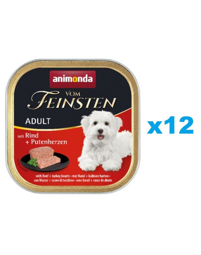 ANIMONDA Vom Feinsten Nassfutter mit Rind und Putenherzen für adulte Hunde 12x150g
