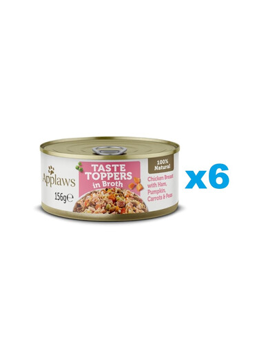 APPLAWS Taste Toppers Pierś z kurczaka, szynka i dynia w bulionie 6x156 g