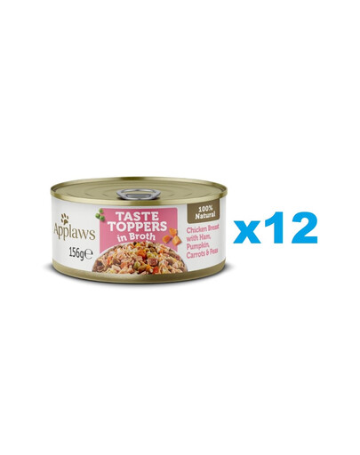 APPLAWS Taste Toppers Pierś z kurczaka, szynka i dynia w bulionie 12x156 g