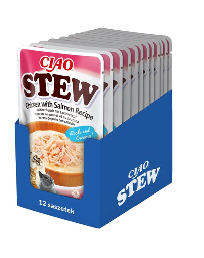 INABA CIAO Stew Potrawka z kurczaka i łososia 12x40g