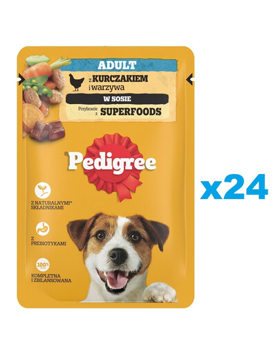 PEDIGREE Adult saszetka 24x100g mokra karma dla dorosłych psów kawałki kurczaka i warzywa w sosie