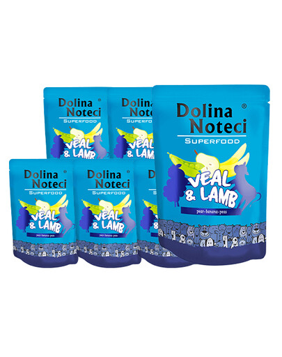 DOLINA NOTECI SuperFood Nassfutter mit Kalb und Lamm für adulte Hunde getreidefrei 10x300 g