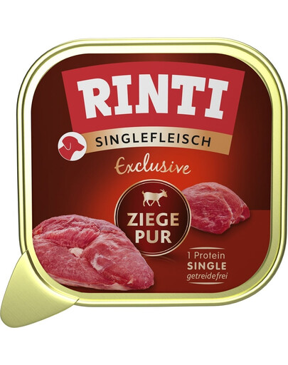 RINTI Singlefleisch Goat Pure Nassfutter mit Ziegenfleisch Monoprotein für adulte Hunde getreidefrei 24x150 g