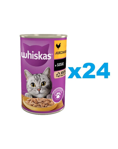 WHISKAS Adult 24x400 g mokra karma pełnoporcjowa dla dorosłych kotów z kurczakiem w sosie