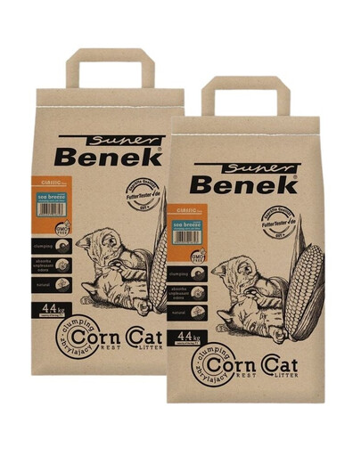 BENEK Super Corn Cat Katzenstreu Meeresbrise 7 l x 2 (14 l)