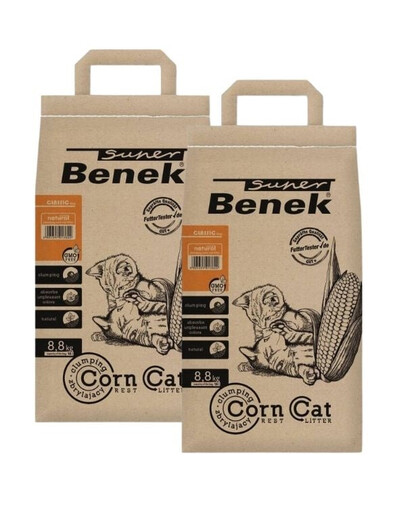 BENEK Super Corn Cat Katzenstreu klumpend natürlich 14 l x 2 (28 l)