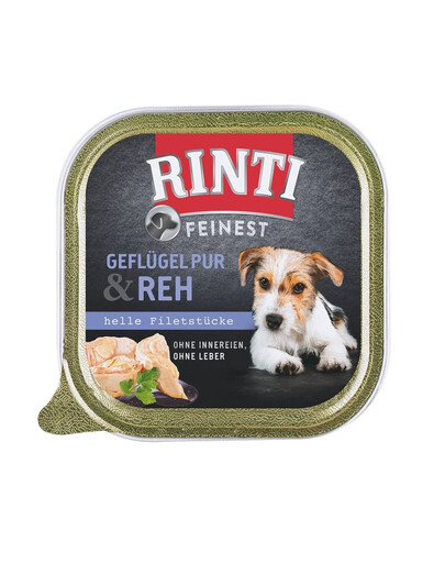 RINTI Feinest Nassfutter mit Geflügel und Hirsch für adulte Hunde 11x150 g