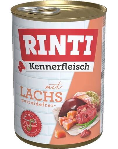 RINTI Kennerfleisch Nassfutter mit Lachs für adulte Hunde getreidefrei 24x400 g