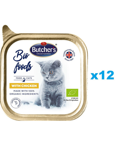 BUTCHER'S BIO foods kurczak 12 x 85 g pasztet dla kota