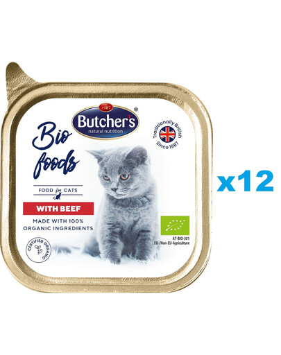 BUTCHER'S BIO foods wołowina 12x85 g pasztet dla kota