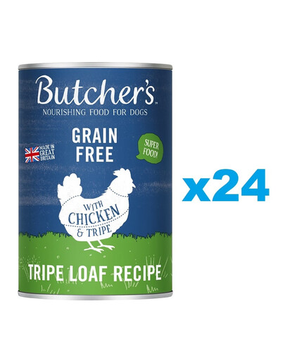 BUTCHER'S Original Tripe, karma dla psa, z kurczakiem i żwaczem, pasztet 24 x 400g