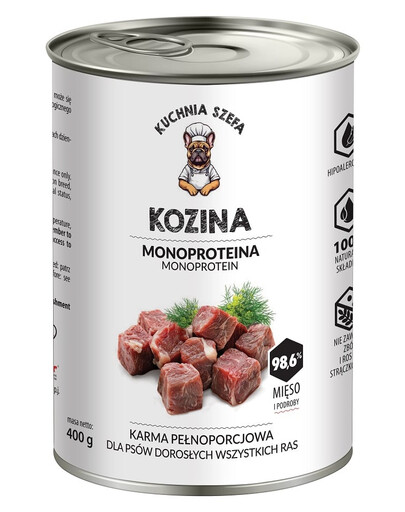 KUCHNIA SZEFA Nassfutter Ziege Monoprotein für Hunde alle Rassen 400 g