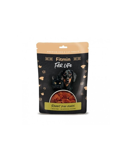 FITMIN For Life Kaninchen in Mini-Ringen für Hunde und Katzen Snacks getreidefrei 70g