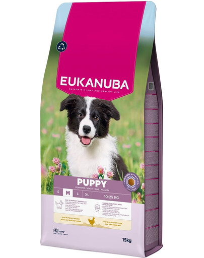 EUKANUBA Puppy Trockenfutter mit Huhn für Welpen mittelgroßer Rassen 15 kg
