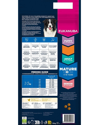 Mature Medium Breeds Chicken 15 kg sucha karma dla dojrzałych psów ras średnich bogata w świeżego kurczaka