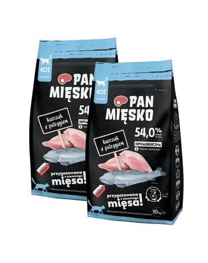 PAN MIĘSKO Trockenfutter mit Forelle für adulte Katzen hypoallergen 2x10 kg