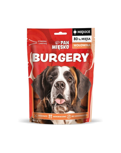 PAN MIĘSKO Snacks Burger mit Rind Leckerli für Hunde 100 g