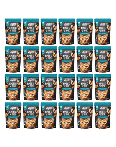 PAN MIĘSKO Nassfutter Pute mit Thunfisch Stücke in Soße für Katzen getreidefrei 24x85 g