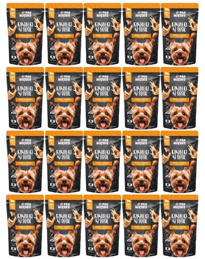 PAN MIĘSKO Nassfutter mit Truthahn und Ente in Soße für adulte Hunde getreudefrei 20x150 g