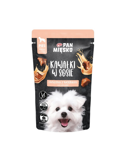 PAN MIĘSKO Nassfutter mit Kalbfleisch und Kaninchen in Soße für adulte Hunde getreidefrei 150 g