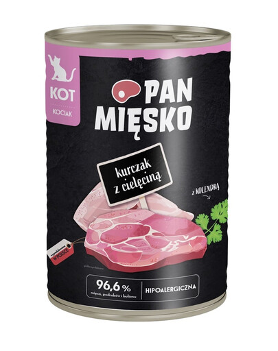 PAN MIĘSKO Nassfutter mit Huhn und Kalbfleisch hypoallergen für Kätzchen 400 g