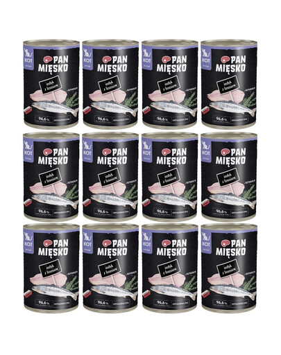PAN MIĘSKO Nassfutter mit Pute, Lachs und Rosmarin für Kätzchen hypoallergen 12x400 g