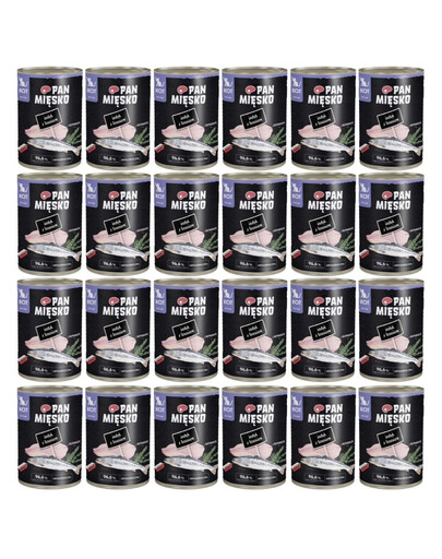 PAN MIĘSKO Nassfutter mit Pute, Lachs und Rosmarin für Kätzchen hypoallergen 24x400 g