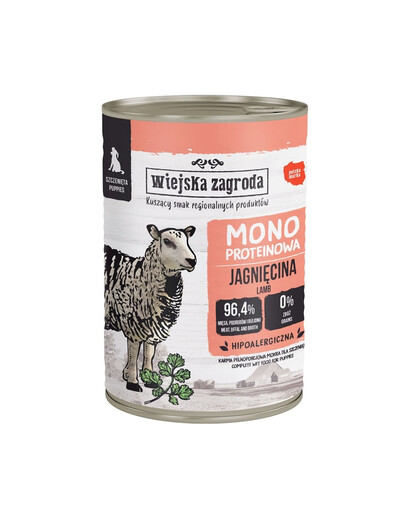 WIEJSKA ZAGRODA Nassfutter mit Lamm Monoprotein für Welpen 800 g