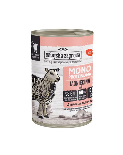 WIEJSKA ZAGRODA Nassfutter Lamm Monoprotein für adulte Katzen getreidefrei 400 g
