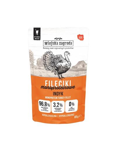 WIEJSKA ZAGRODA Filets Truthahn Monoprotein für adulte Katzen getreidefrei 85 g