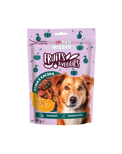 PAN MIĘSKO Fruits and Veggies Snacks mit Kürbis und Ente für Hunde 100 g