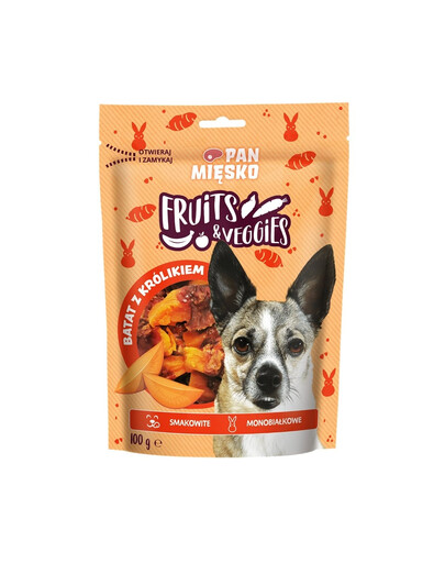 PAN MIĘSKO Fruits and Veggies Batat mit Kaninchen Hundesnack 100 g