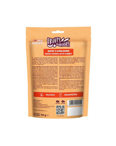 Fruits and Veggies Batat z królikiem przysmak dla psa 100 g