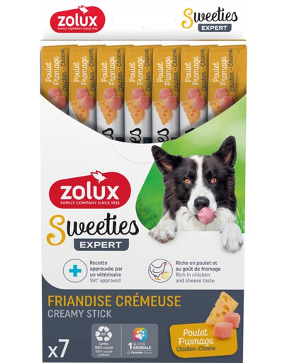 ZOLUX Sweeties cremige Leckerei mit Huhn und Käse für Hunde 7x14g