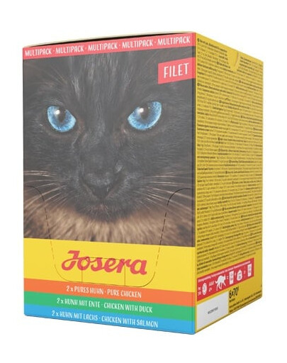 JOSERA Multipack Filet Nassfutter mit Huhn, Pute, Lachs für adulte Katzen 6x70 g