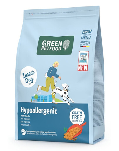 GREEN PETFOOD InsectDog Hypoallergenic getreidefreies Futter mit Insektenprotein für Hunde 3kg
