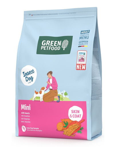 GREEN PETFOOD InsectDog Mini getreidefreies Futter mit Insektenprotein für kleine adulte Hunde 3 kg