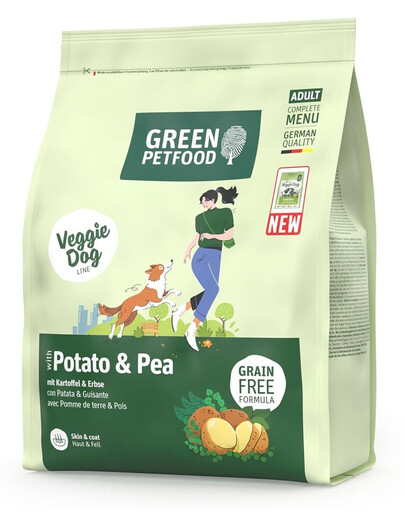 GREEN PETFOOD VeggieDog Trockenfutter mit Kartoffel und Erbse getreidefrei adulte Hunde 900g